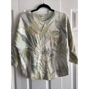 Vila Milano Womens Small Green Floral Soft Cozy Dolman Sleeve Clean Girl Minimal